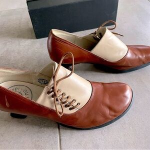 Fluevog Wearever Merci brown and cream 10.5